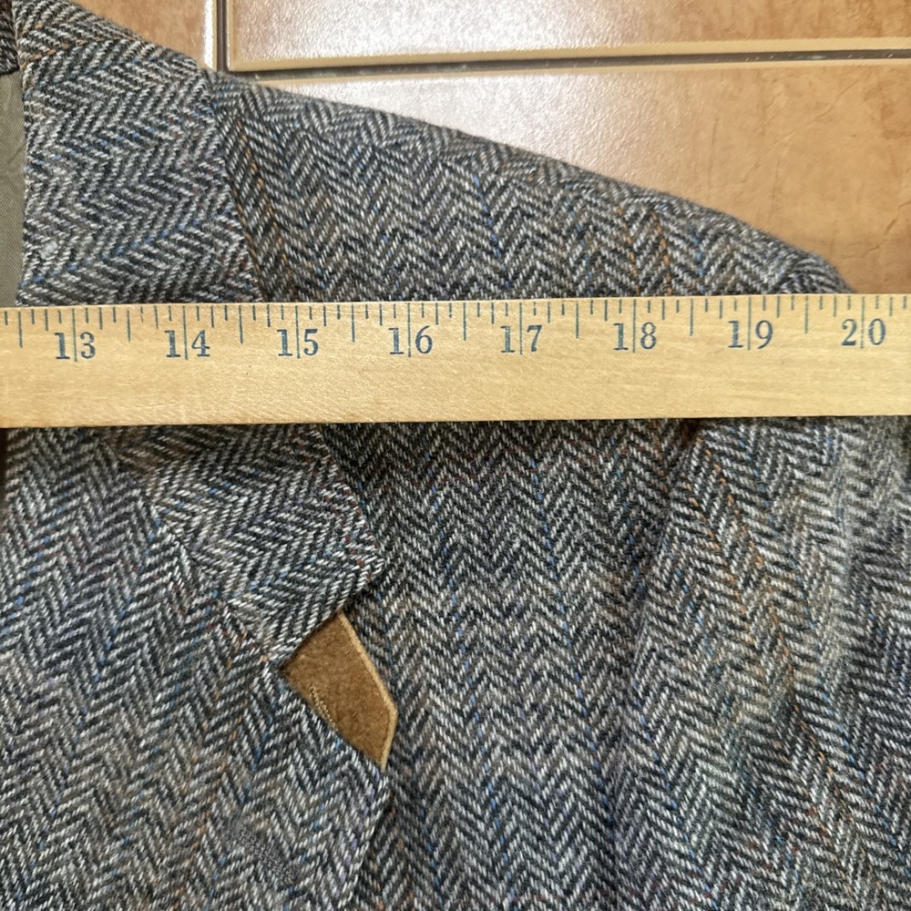 Evan Picone 44L Brown Multi Color Wool Tweed Herringbone Jacket ELBOW PATCHES - Picture 11 of 14